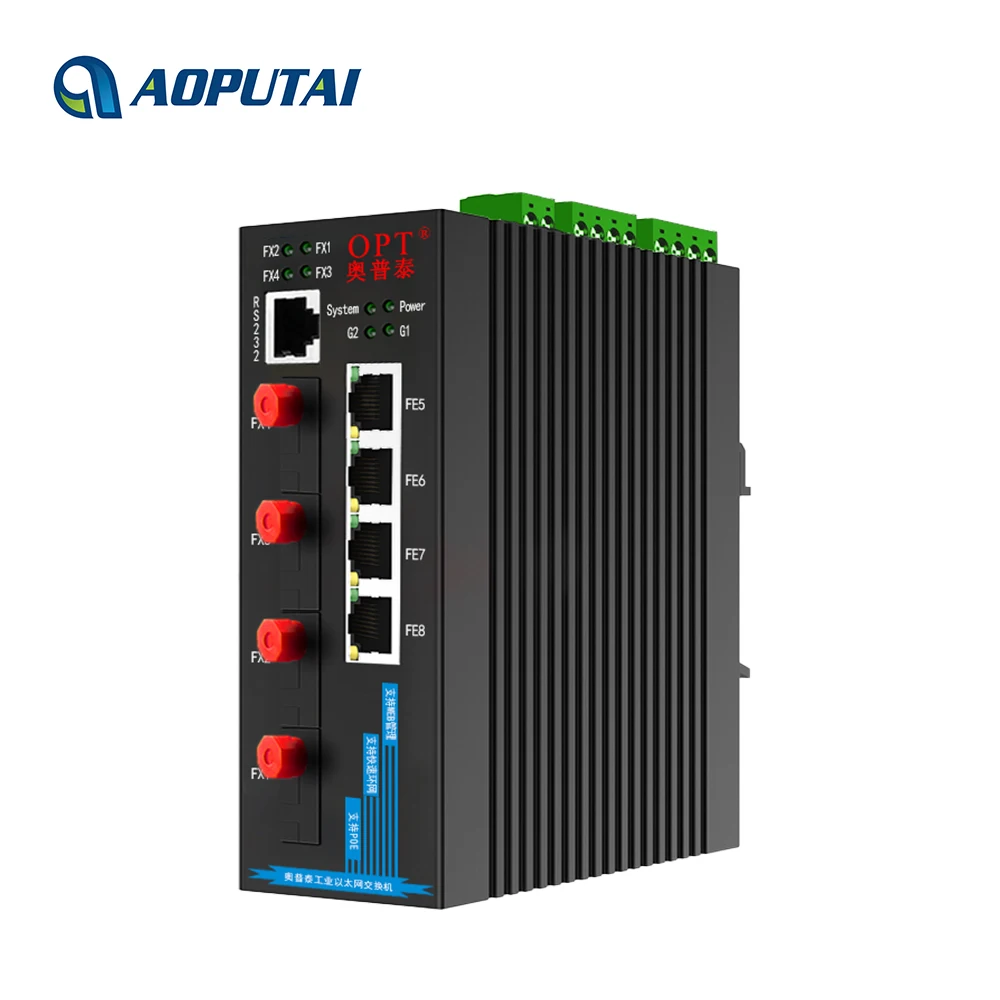 Industrial Grade Managed 4 100M Base-TX RJ45 Ethernet Port 4 Fiber Port and 2 SFP port Network Switch