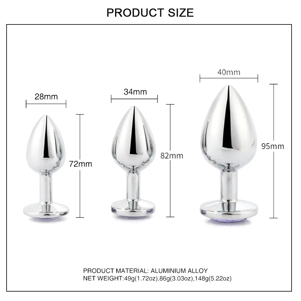 Aluminium Alloy Metal Anal Butt Plug OEM ODM Colorful Sex Toys Jewel Toy for Men Women and Adults-Red Model Number