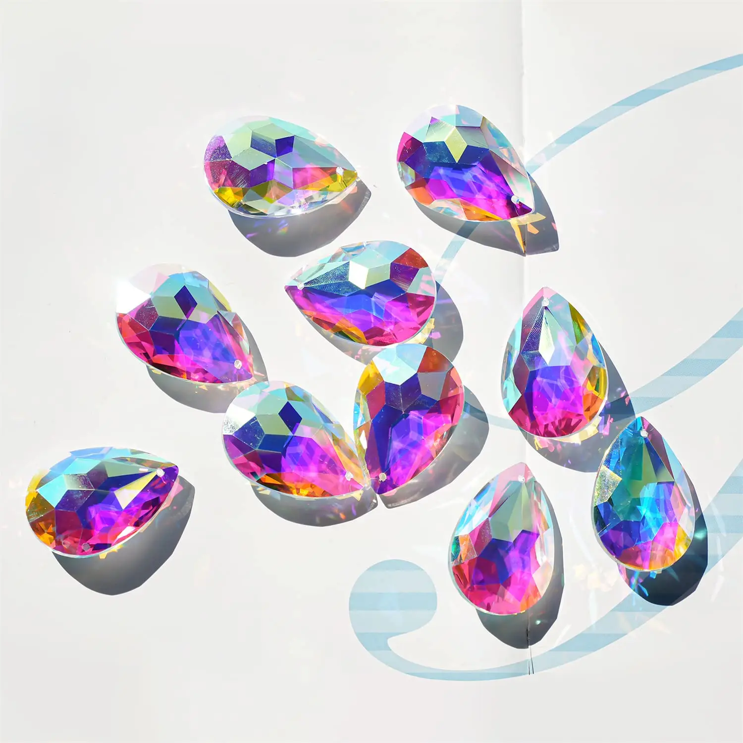 Colorful ab chandelier crystal prisms hanging pendants 50mm Chandelier Crystal Prisms Pendants