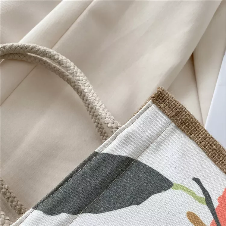 Wholesale Plain Hessian Shopper Bag Custom Printed Large Natural Eco Friendly Burlap Jute Shopping Tote Beach Bag With Logos