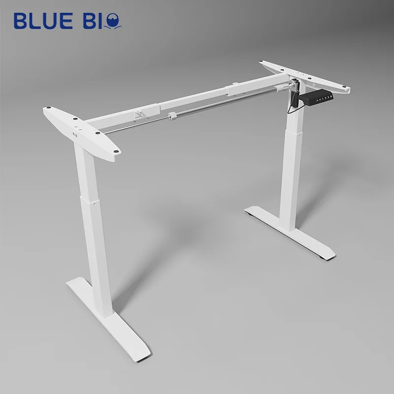 Luxury Electric Single Motor Sit Standing Computer Desk White Frame Adjustable Height Desk For Office Table