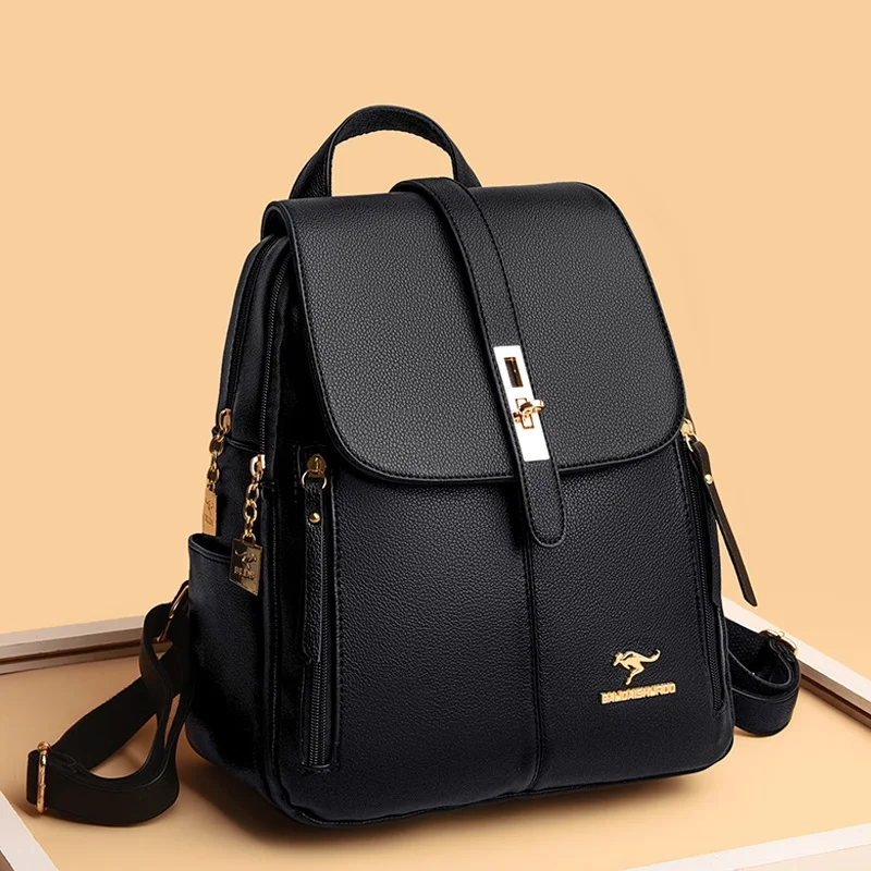 RU Shoulder Bag Soft Leather Pu Ladies Korean Fashion Summer Casual Small Backpack Student Simple School Bag