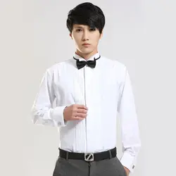 Мужская Свадебная рубашка с длинным рукавом и отложным воротником для жениха