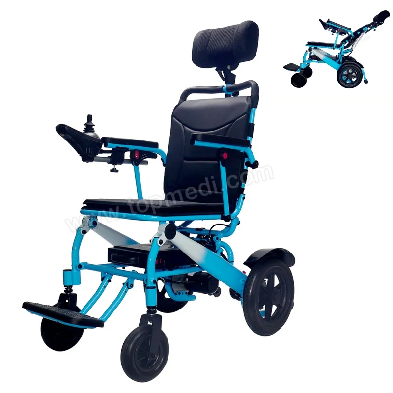 Aluminium Alloy 180W 10/20ah Lithium Battery Electric Tilting Backrest Wheelchair with Adjustable Headrest