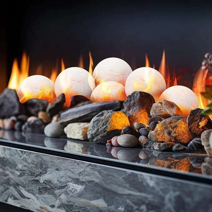 White Ceramic Fiber Fire Balls White 15pcs Set for Fire Place