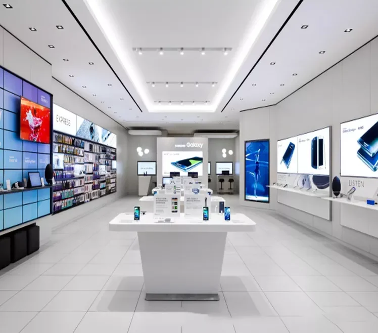 Glass Mobile Phone Display Cabinet Retail Showcase Cell Accessories Kiosk for Shopping Mall