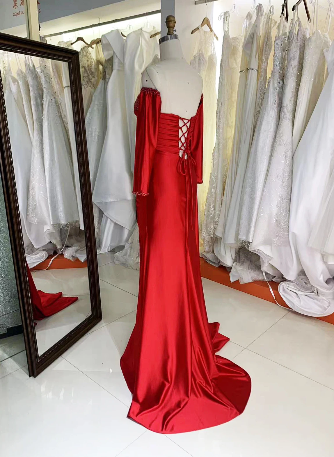 New luxury wholesale long sleeve prom dresses beading long gowns evening women for teen girls 2025