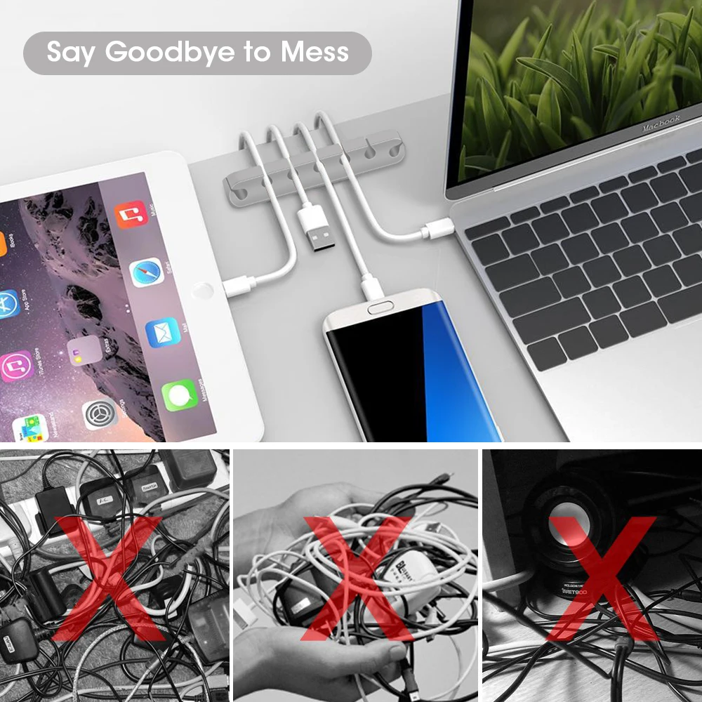 Multipurpose Silicone Desktop Fixe Phone Cable Winder Earphone Clip Charger Organizer Management Wire Cord Holder