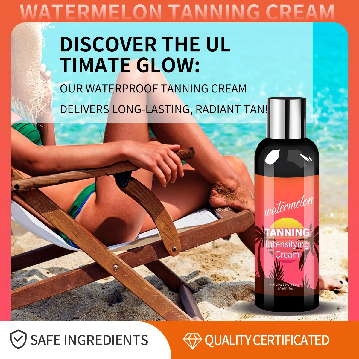 Wholesale OEM Natural long-lasting waterproof sun-free summer beach Tanning Cream Tanning Accelerator Cream for Sunbeds