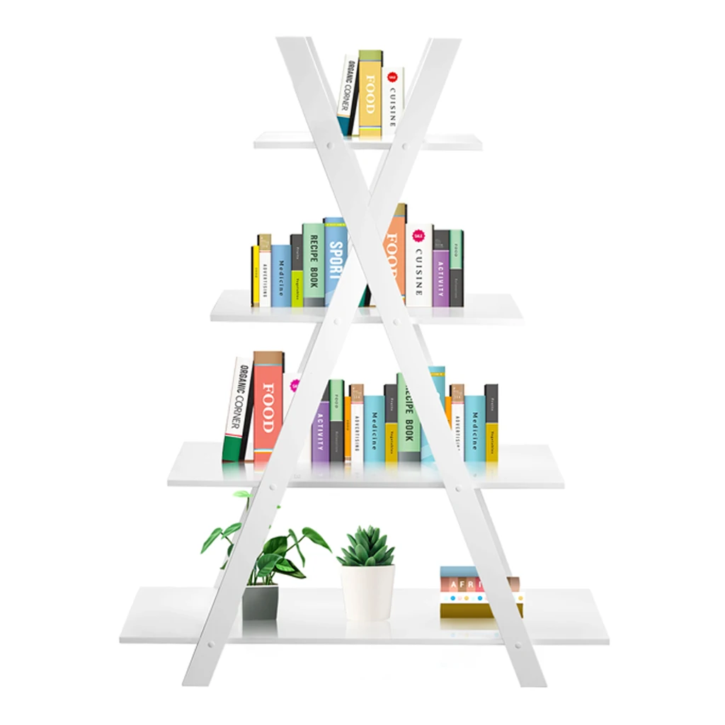 Home decoration easy to install new 4-layer X-shaped bookshelf