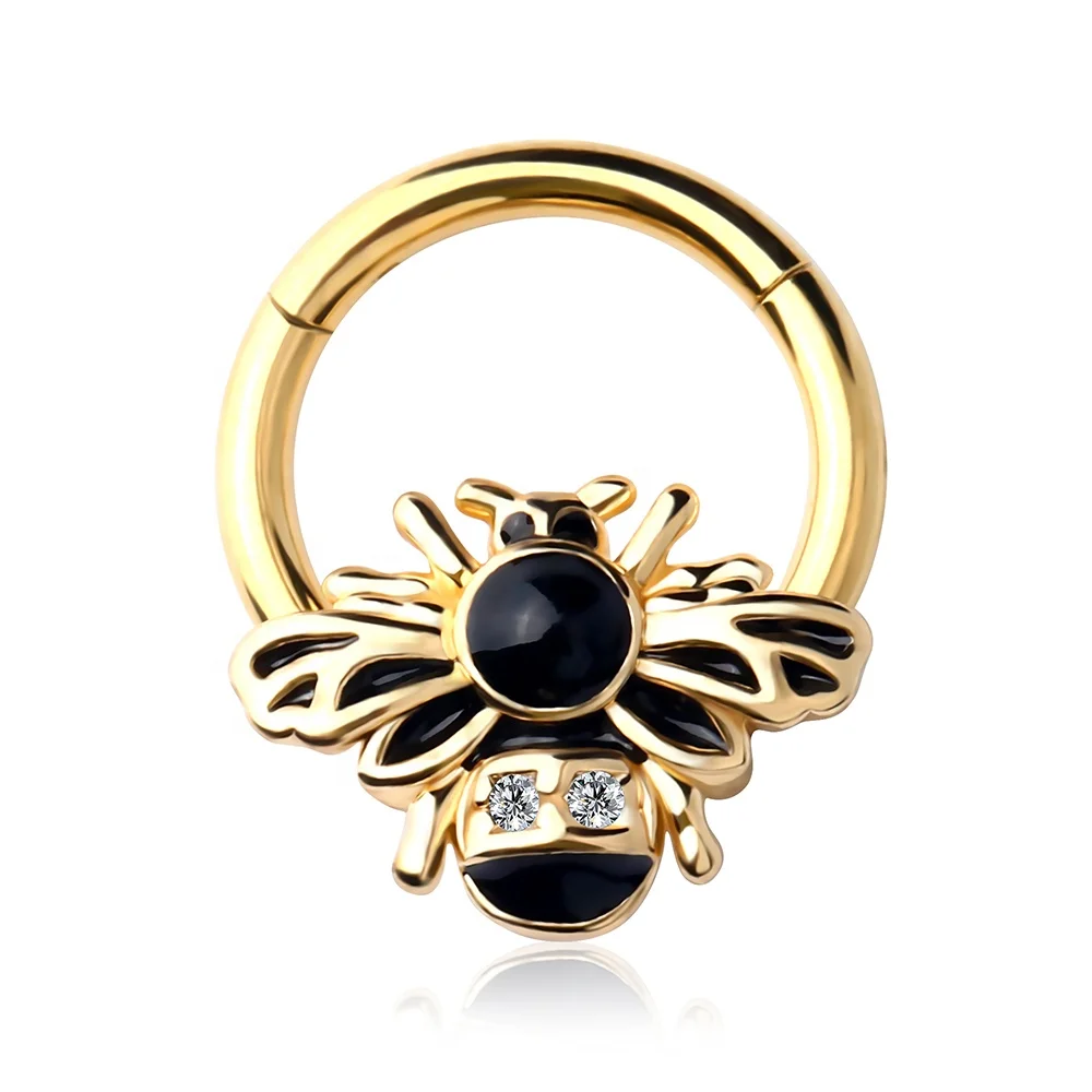 16G Seamless Segment Ring with Bee Cartilage Ear Piercing Body Jewellery