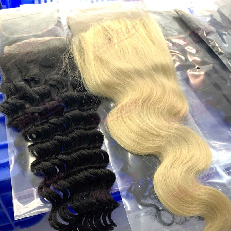 
Оптовая продажа, 613 русские светлые волосы, волнистые пучки, натуральные бразильские человеческие волосы, 613 пучков с фронтальной застежкой 