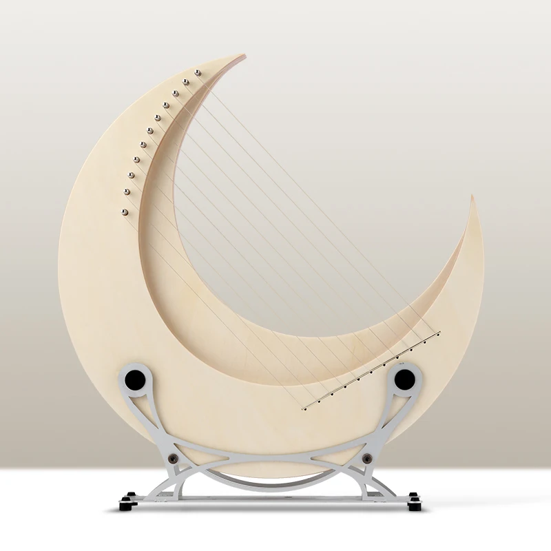 HLURU Moon Lyre Harp 11 strings Wood Lyre Instrument