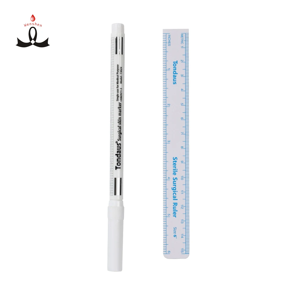 Microblading Marker Pen with Paper Ruler Skin Marker Eyebrow Permanent Makeup Position Mark Tools Markers Pen for Eyebrow Skin