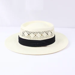High Quality Straw Cowboy Panama Hat Custom Logo Summer Beach Wide Brim Raffia Straw Western Hat Wholesale Strohhut
