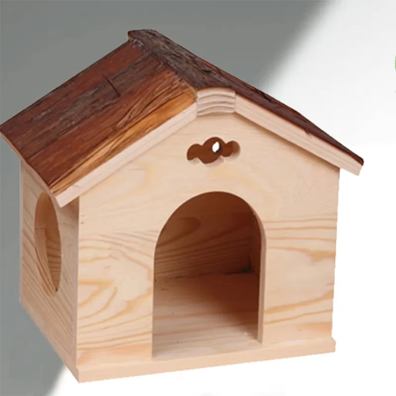 Natural Handcrafted Small Animal Hideout Hut Eco-Friendly Modern Wooden House for Chinchilla Rat Mouse or Hamster Pet Toy