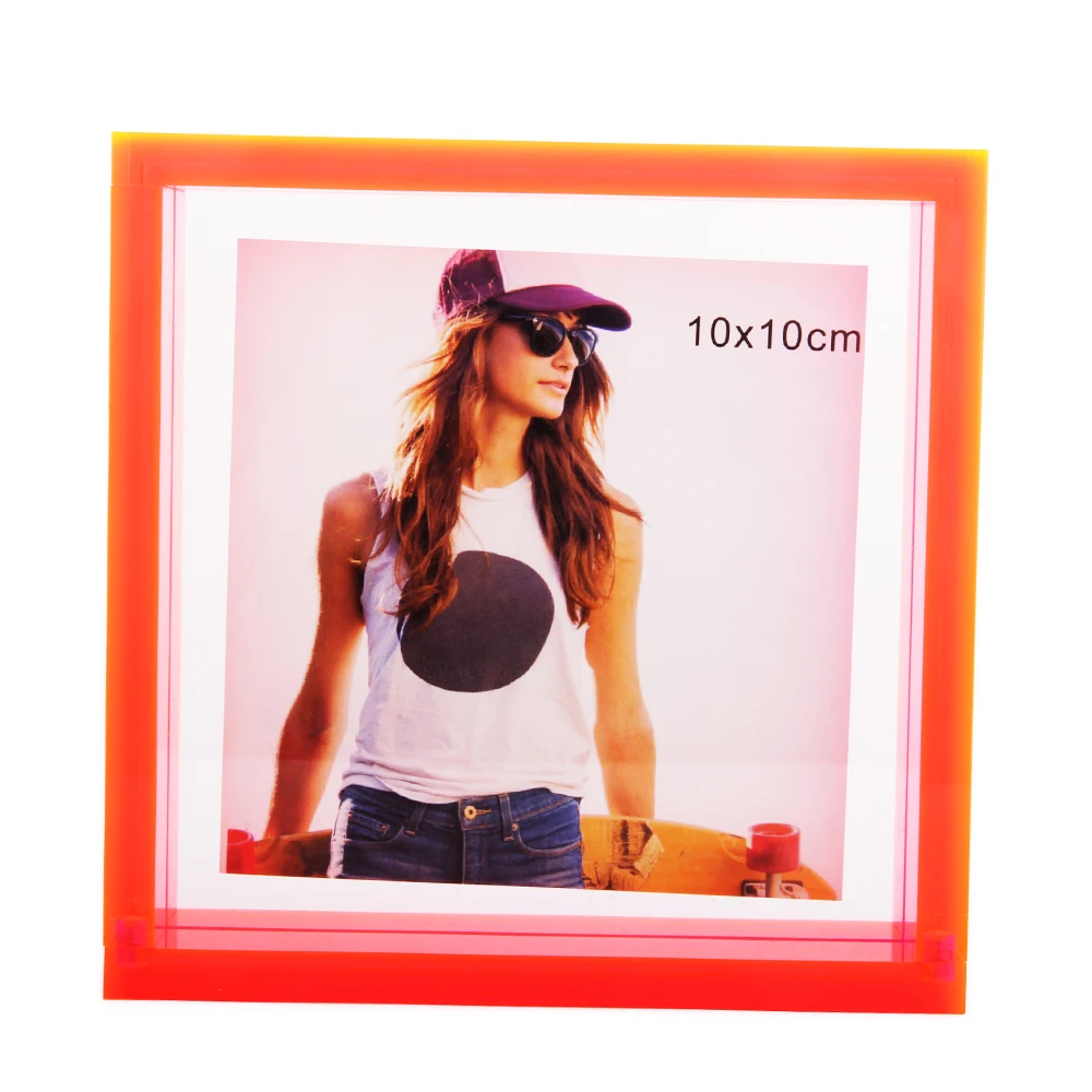 Wholesale 4X4 4X6 5X7 Inch Block Photo Frame Home Decoration Desktop Magnetic Neon Pink Photo Frame