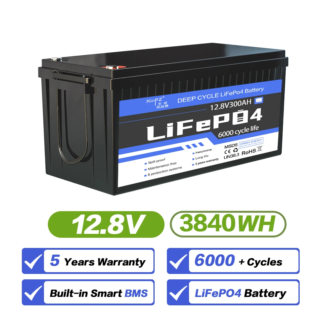 Аккумуляторная батарея 12 8 В 150Ah 100Ah 200Ah 300Ah Lifepo4 с bms для солнечной системы RV электрический автомобиль скутер мотоцикл Лодка