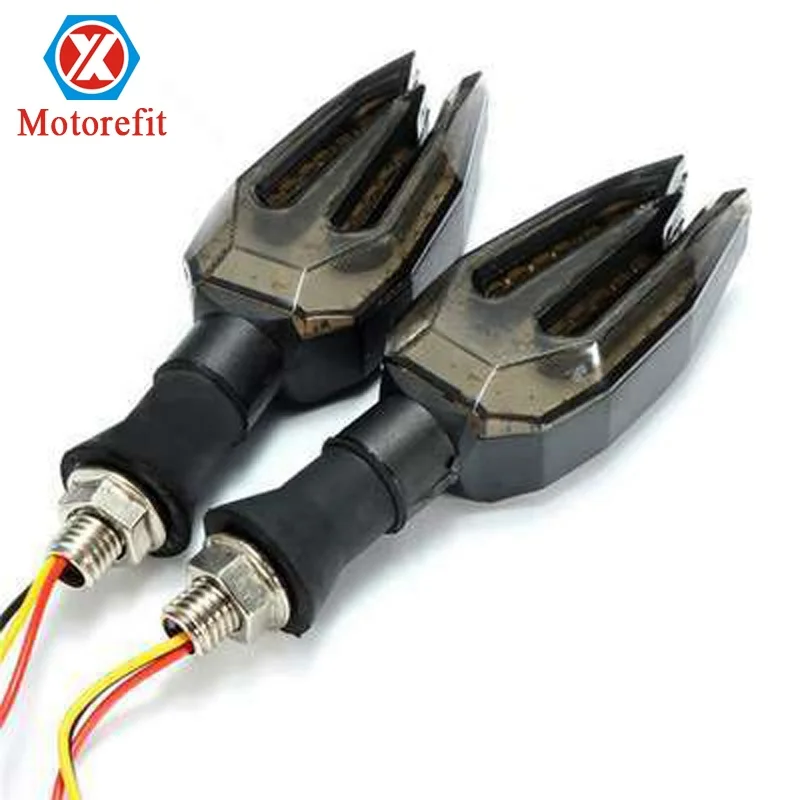 Motorefit Motorcycle Amber and Blue LED Turn Signals Indicator Flashing Lights Blinkers Water Fllowing
