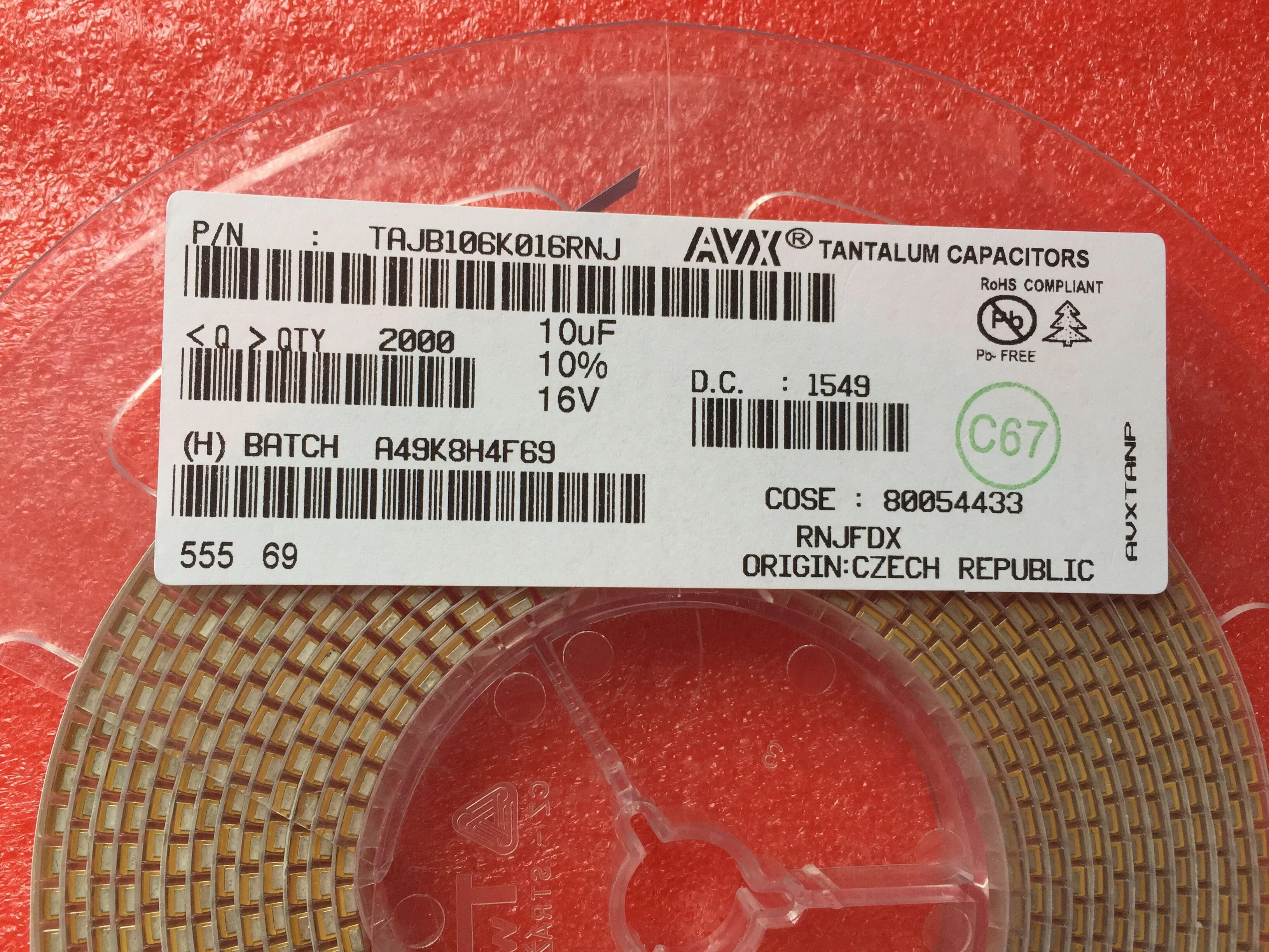 TAJB106K016RNJ new original Tantalum Capacitors 10uF 16V B CASE 10% (3.5 X 2.8 X 1.9mm) Inward L SMD 3528-21 2.8 Ohm 125C T/R