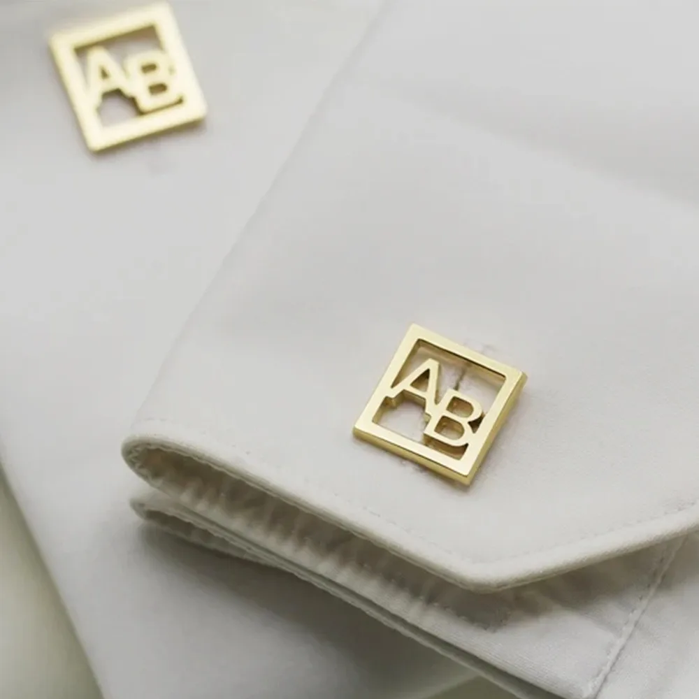 Chinese factory initial letter square shape cufflinks for men