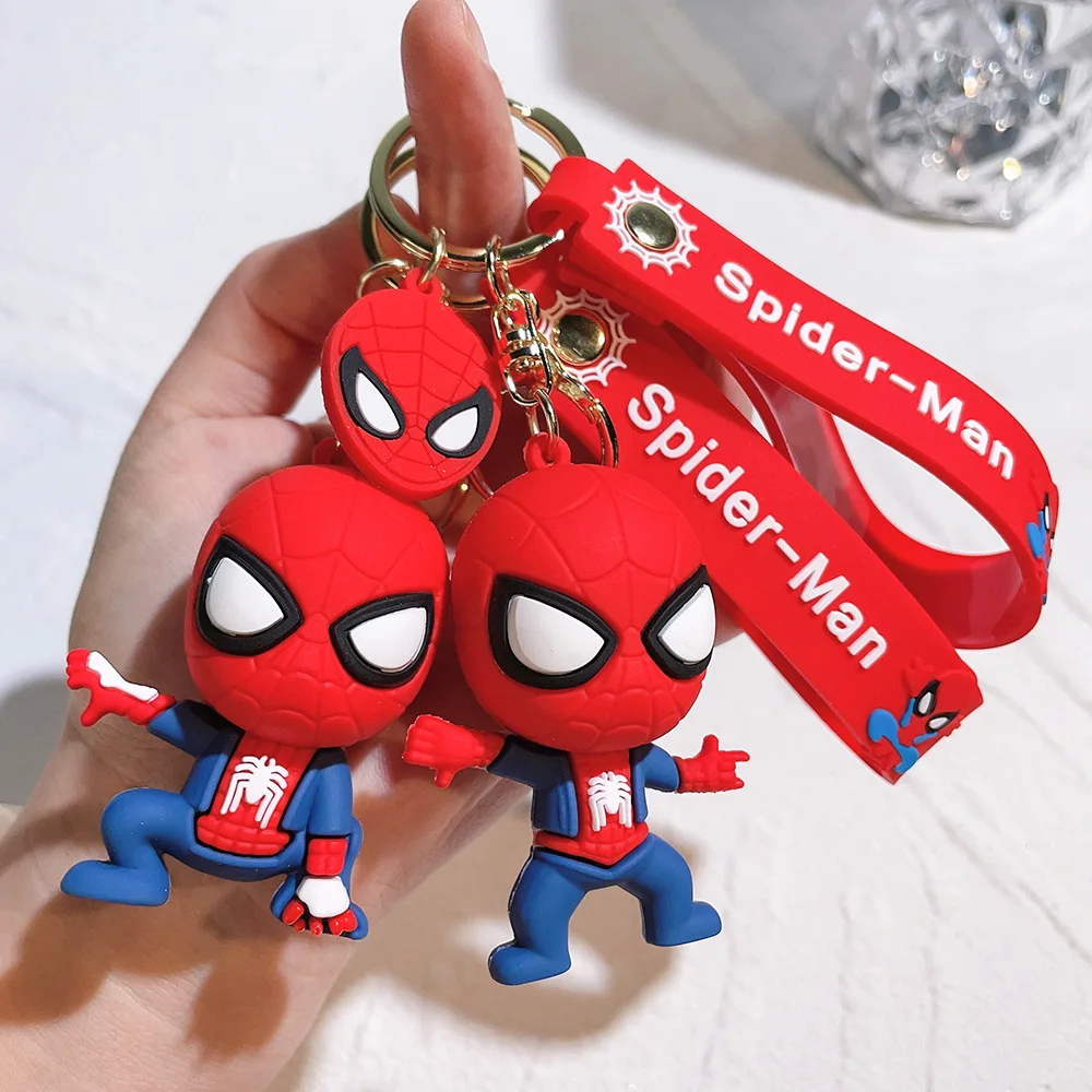 PVC inverted Spider Man 3D keychain creative rubber superhero silicone keychain wholesale