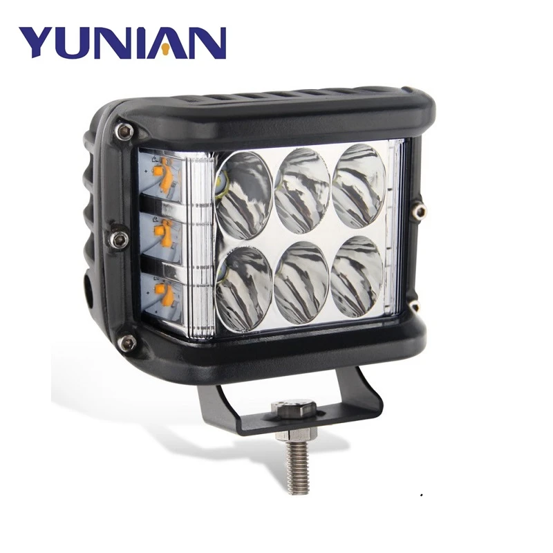 4inch 45W LED Work Light Bar Cube Side Shooter Pod White Amber Strobe Lamp SUV Truck LED Light Aluminum Alloy Car Work Light