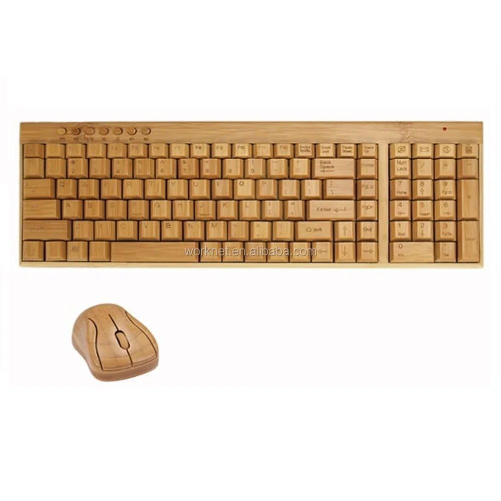 2024 New Product Ideas Original New Desktop Wireless Russian Version Layout Bamboo Keyboard and Mouse Combo Set