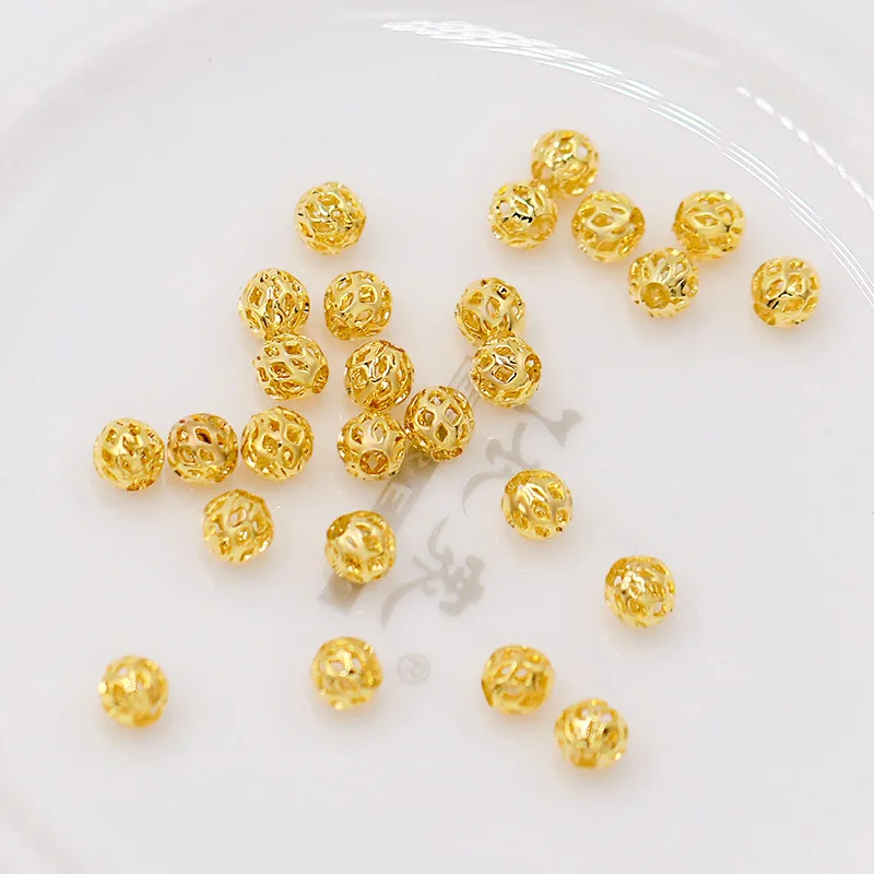 14k/18k Gold Hollow Ball Mesh Beads Melon Bead Bracelet Spacer Beads Diy Accessories