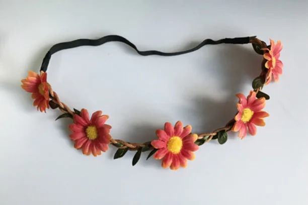 Wholesale Women Hair Accessories Adjustable Fabric Wedding Wreath Crown Rose Headband Artificial Flower Garlands For Girls