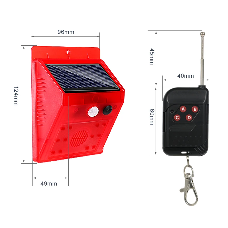 Solar Sensor Alarm with RF Remote Solar Animal Repeller for Many Kinds of Animals Outdoor IP65 Solar Intruder Alarm