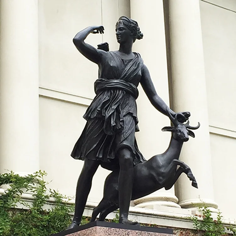 Ancient roman warrior with shield and spear gladiator bronze statue for sale