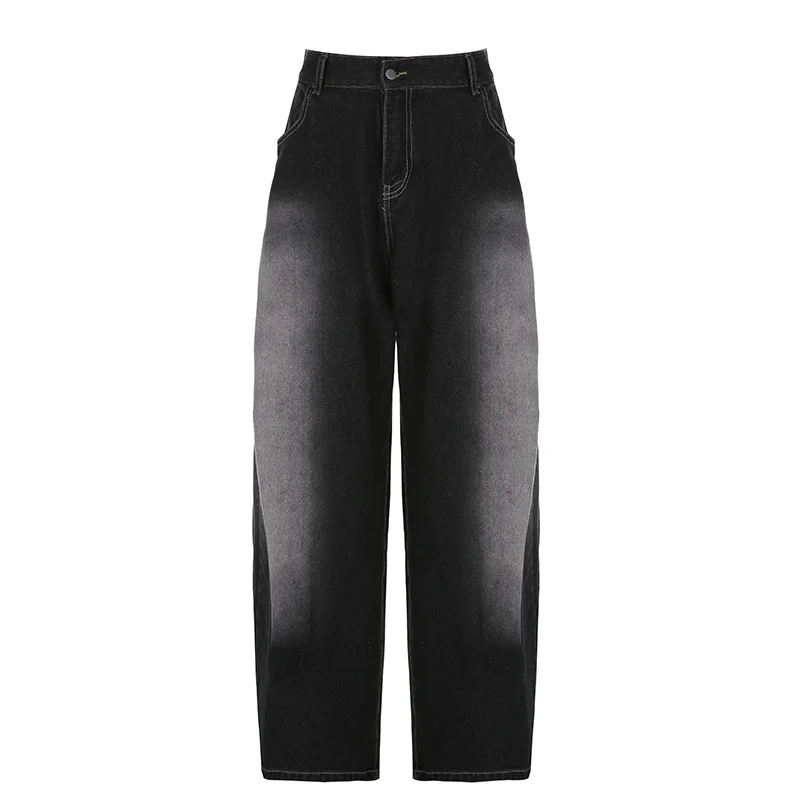 Hiphop Fashion Gradient Color Casual Street Wear Girl Long Wide Leg Loose Washed Denim Jeans Hip Hop Harem Pants Women Wholesale