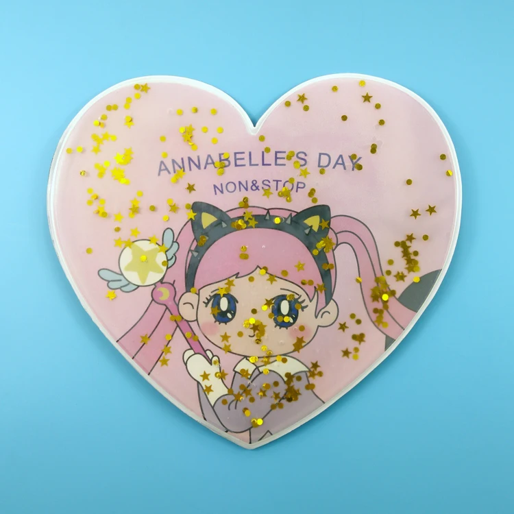 heart shape promotion gift cartoon quicksand mouse pad