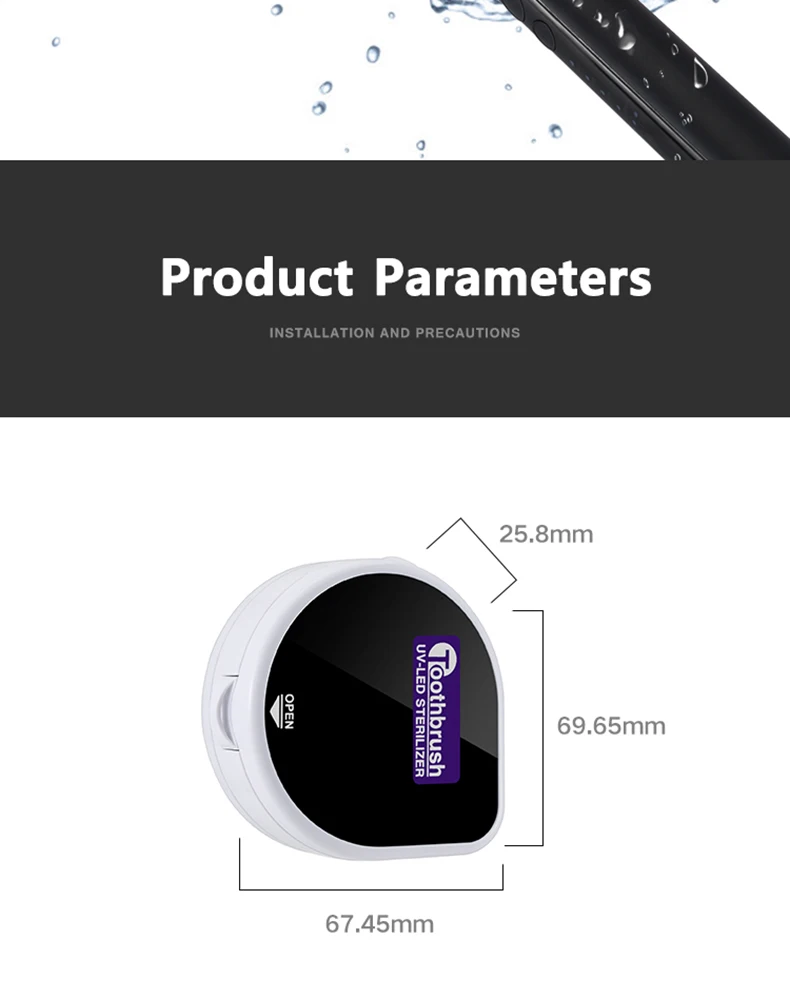 PSB multi function mini travel portable uv light toothbrush sterilizer