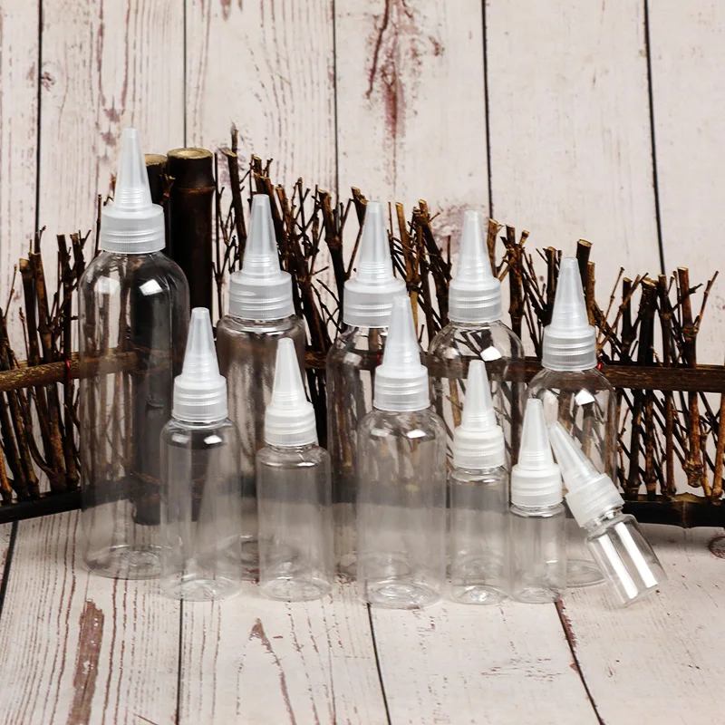 30ml 50ml 100ml 120ml 200ml Squeeze Containers Plastic Bottle Pointed Mouth Top Cap for Essential Oils, Liquid
