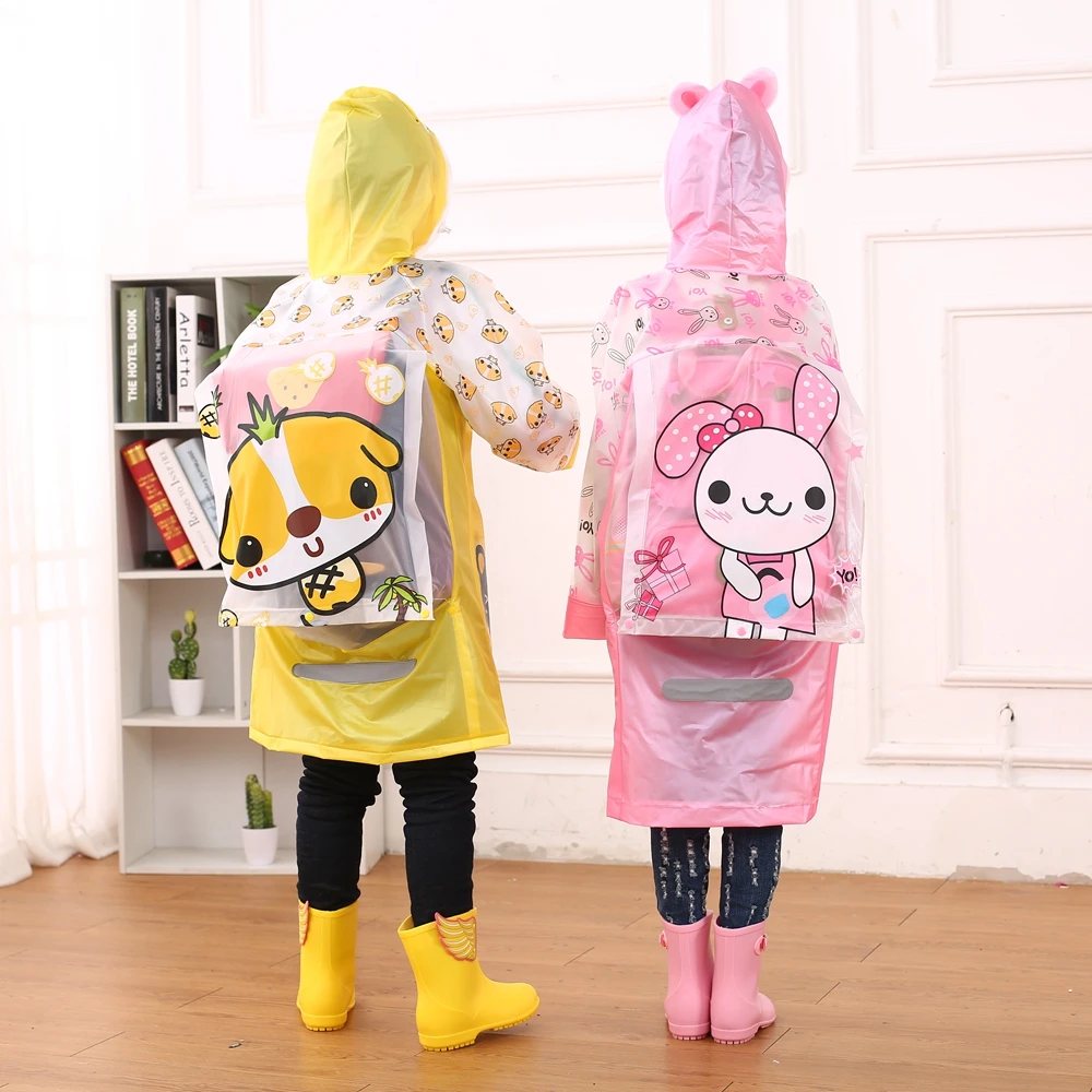 Wholesale Kids Raincoat Pvc Waterproof Cute Aerated Raincoats Poncho School Bag Raincoat