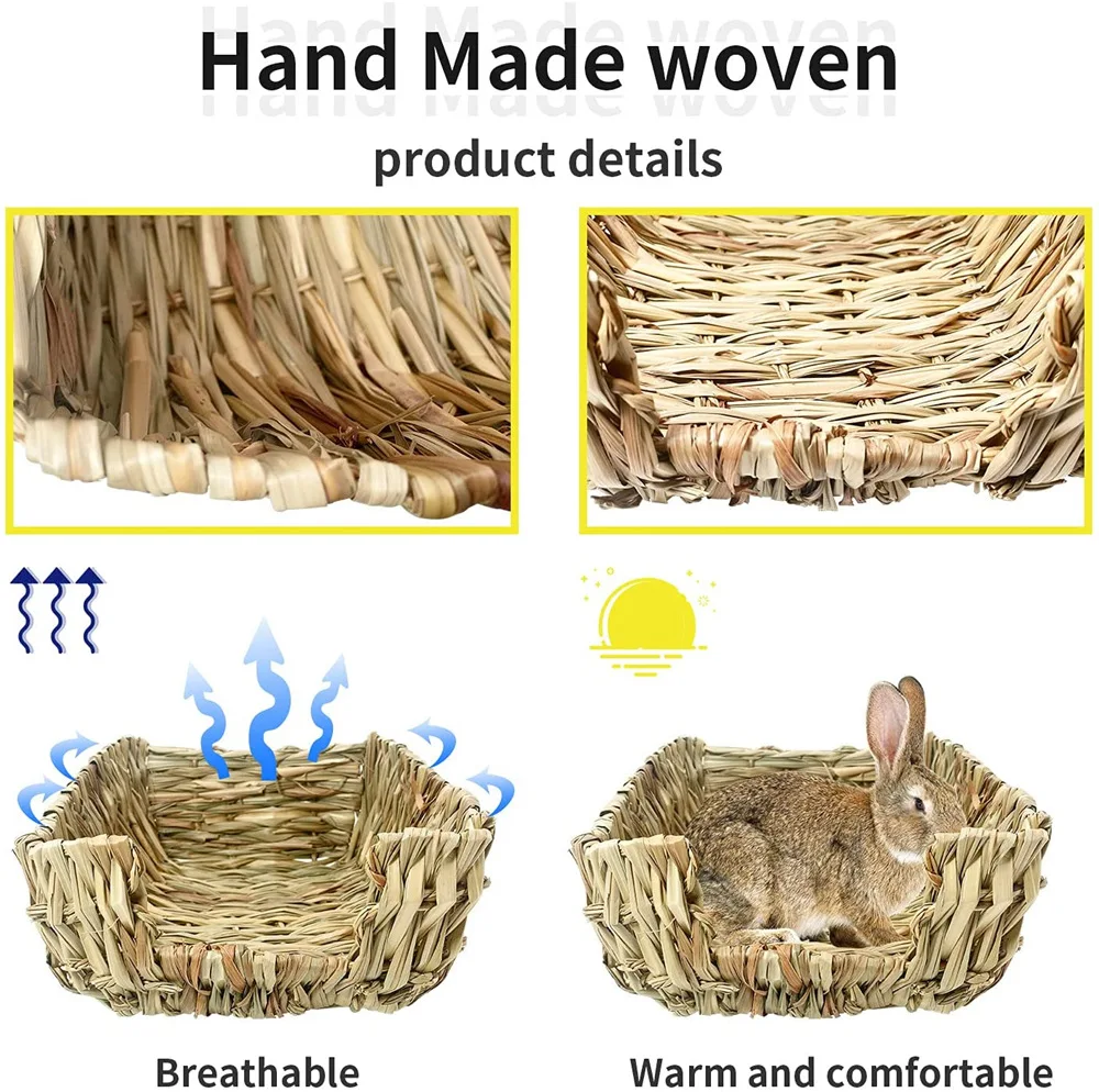 Dropshipping Handcraft Woven Grass Hamster Nest Rabbit House Cage Natural Grass Bed Nest