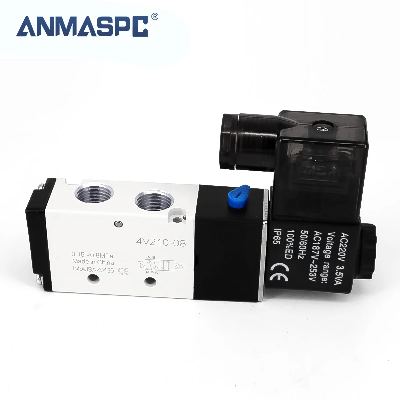 ANMASPC Factory outlet china manufacturer 4V210-08 5way solenoid valve pneumatic  Electric Solenoid Coil 220V AC