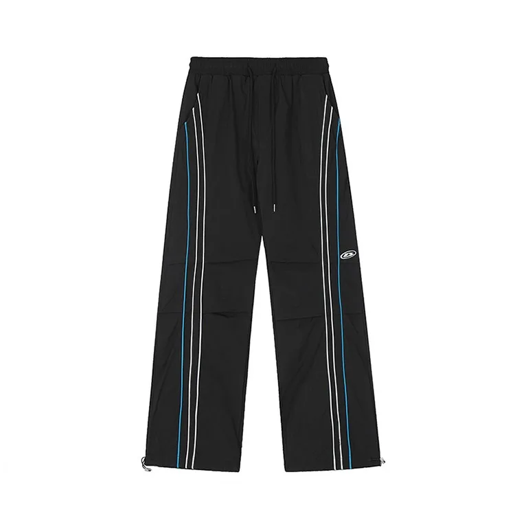 Oem Baggy Side Striped Nylon Pants Straight Stacked Sweats Pants Mens Casual Flared Track Pants Men