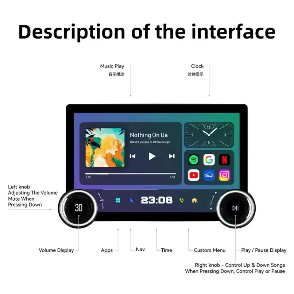 Universal 10.33 Inch Android Car Play Screen High Quality Stereo Player 11.8 Inch 2k Qled DSP Carplay Diamond 2k Android Radio