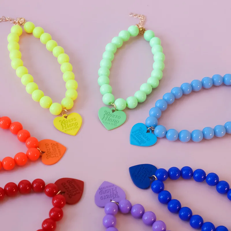 Wholesale Macaron Color Sweet Pearl Necklace Pet Apparel Accessories for Dogs and Cats
