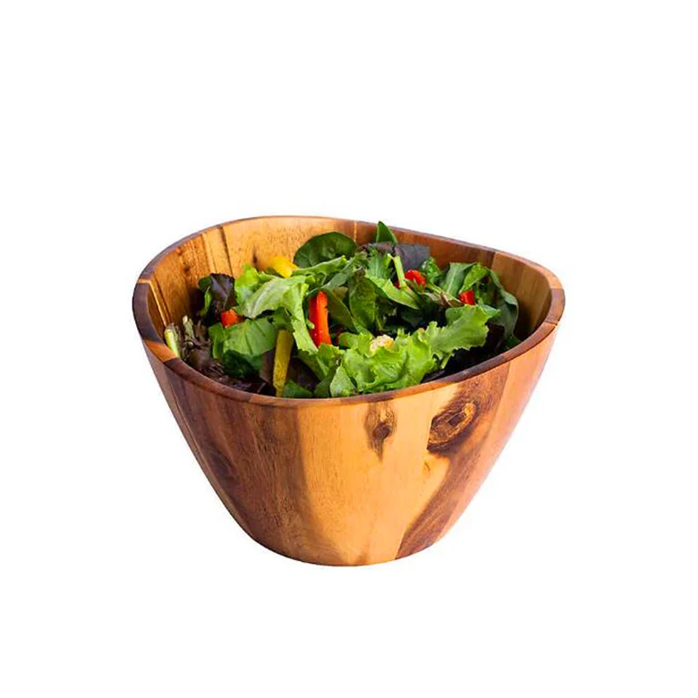 Экологически чистые круглые деревенские круглые натуральные толстые деревянные миски ручной работы для риса, супа, теста, ужина, еды, смешивания фруктов, салата, Сервировочные чаши