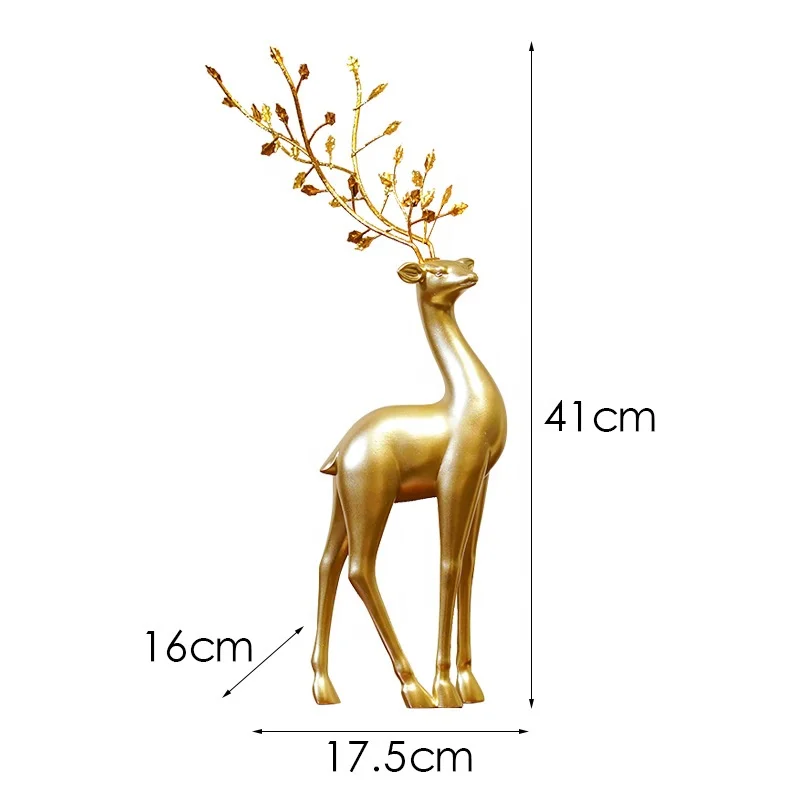 Custom Christmas Ornaments Home Party Decoration Golden Resin Christmas Standing Reindeer Statue Christmas deer decor