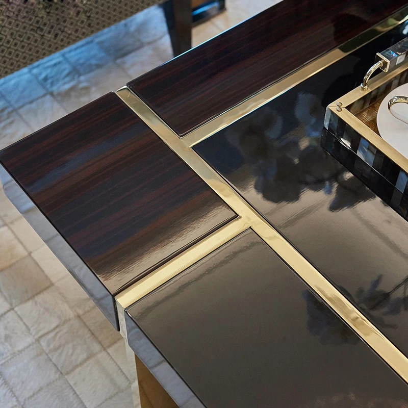 Italian luxury modern center table gold leg marble top square coffee table for living room