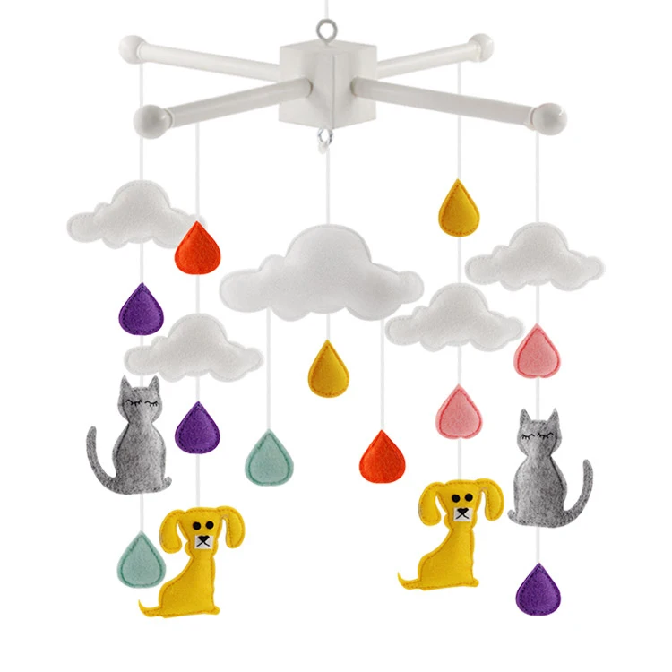 woven baby mobile felt clouds Felt toy rainbow baby mobile felt