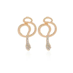 INS Crystal Stud Earrings  Fashion Snake Metal Earrings Gold Hiphop Jewelry Wholesale
