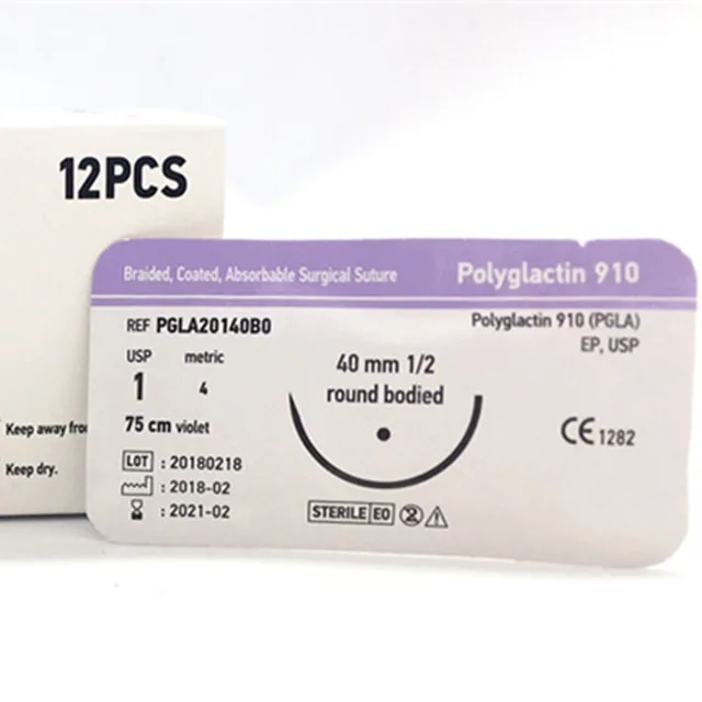 
disposable suture kits polyglactin 910 suture surgical suture thread with needle CE ISO 