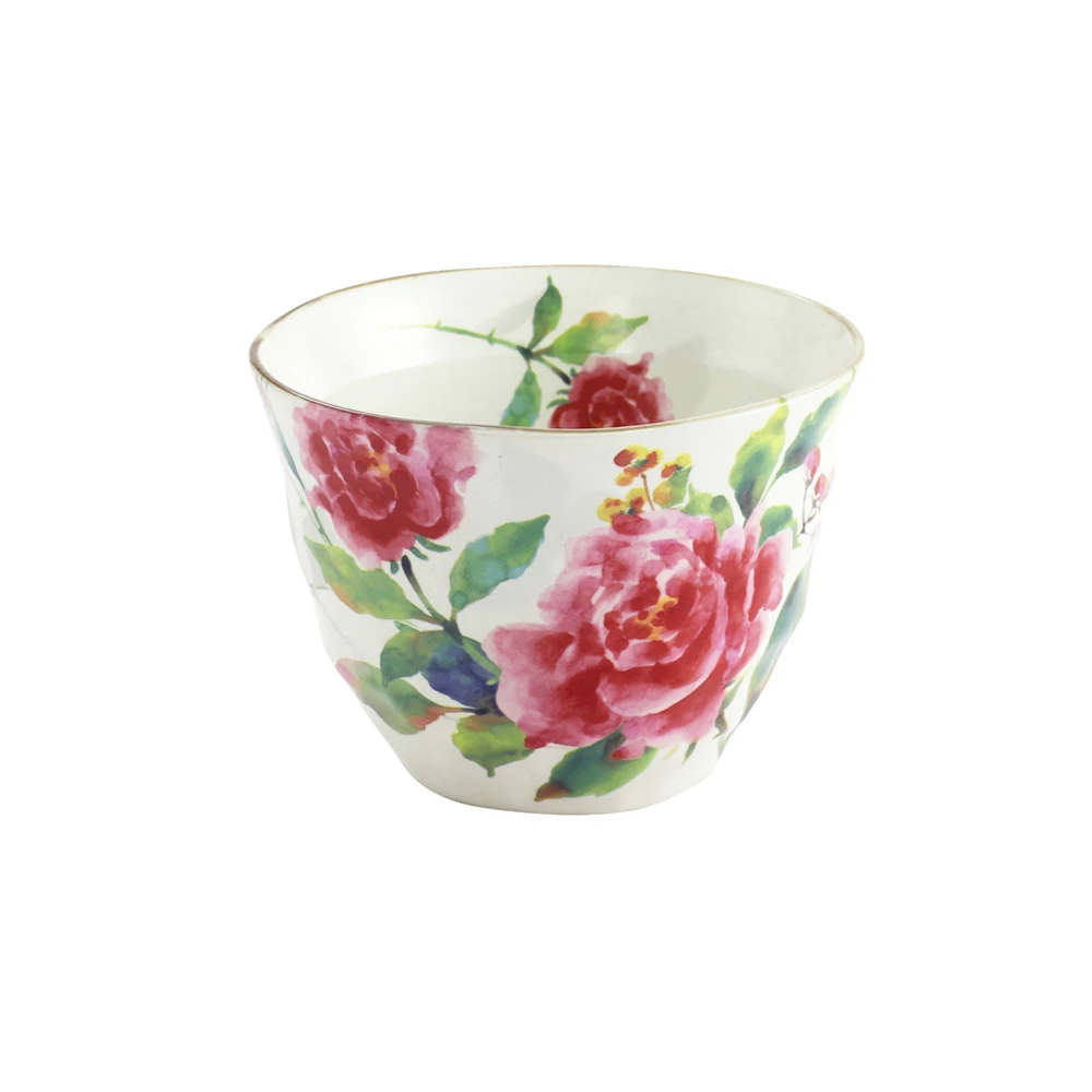 Fortune bloom rose flower brings love luxury ceramic tea cup sets