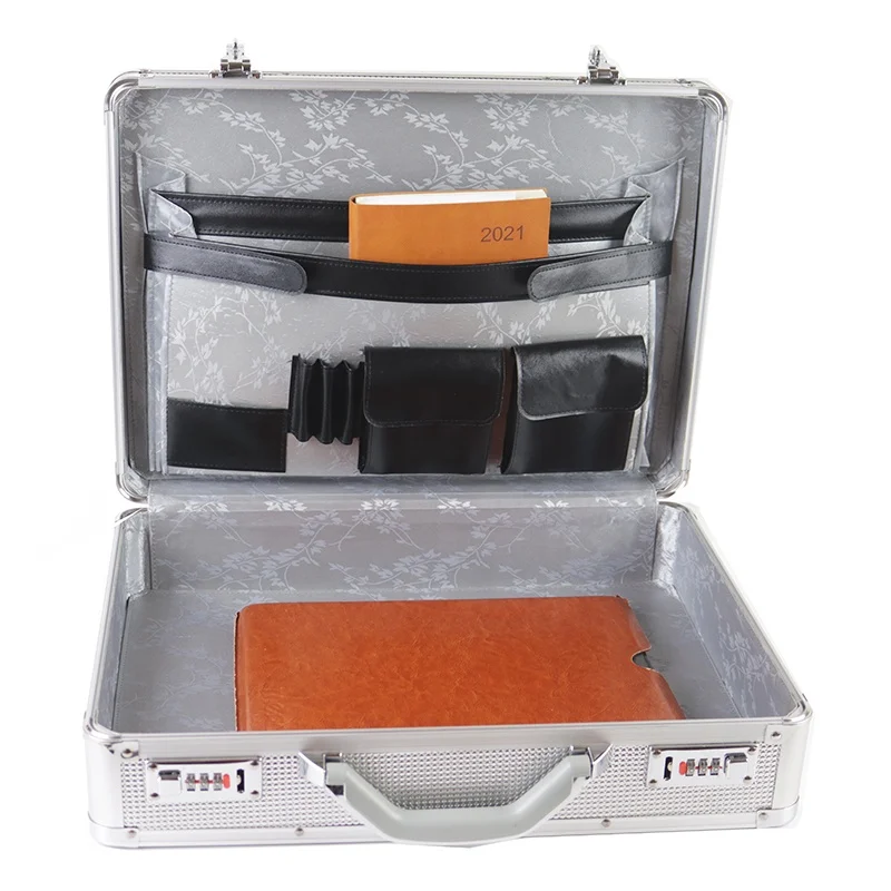 Professional Aluminum Carrying  case Document Holder Files Attache laptop box custom Briefcase